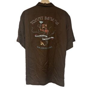 Tommy Bahama Men's Hawaiian Silk Shirt Hotel Bombay‎ Lounge Now Serving Wishes S